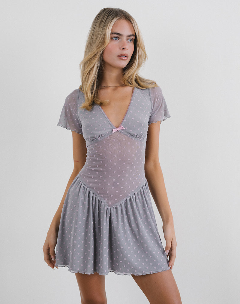 Immagine di Geni Mini Dress in Heart Flock Grigio