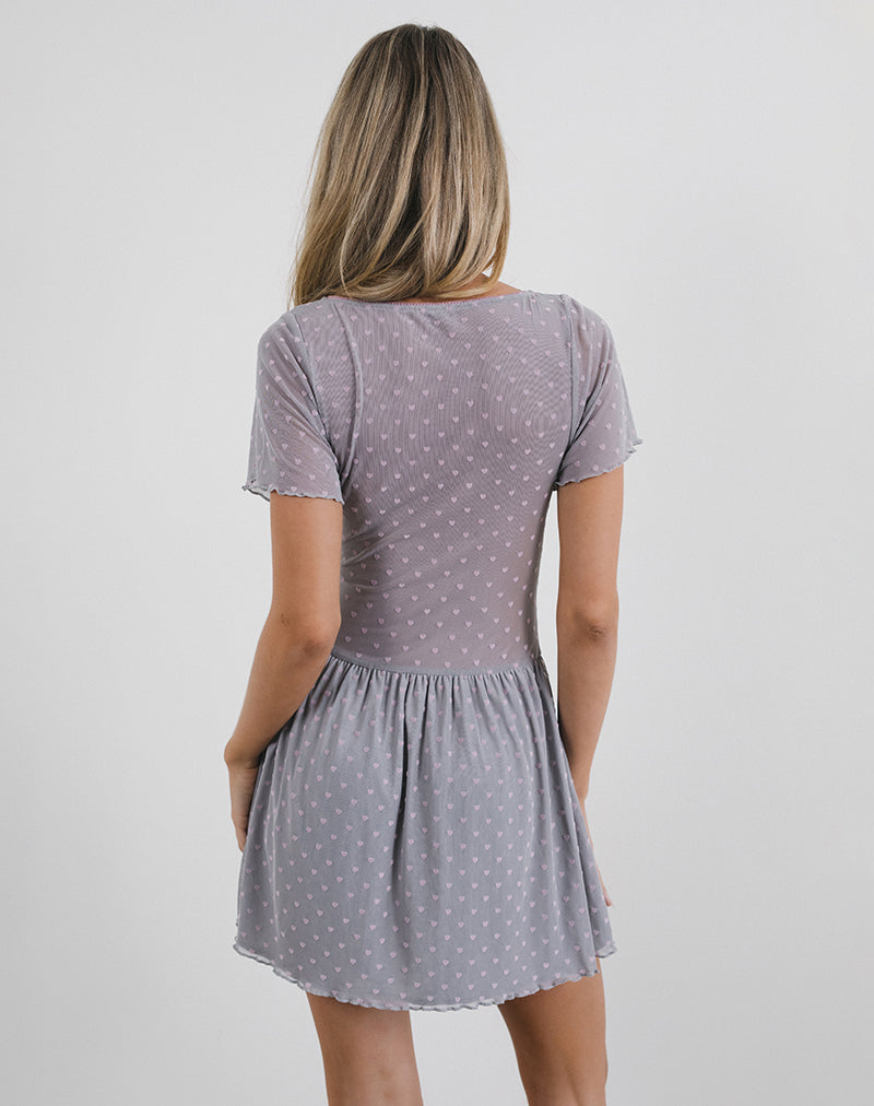 Immagine di Geni Mini Dress in Heart Flock Grigio