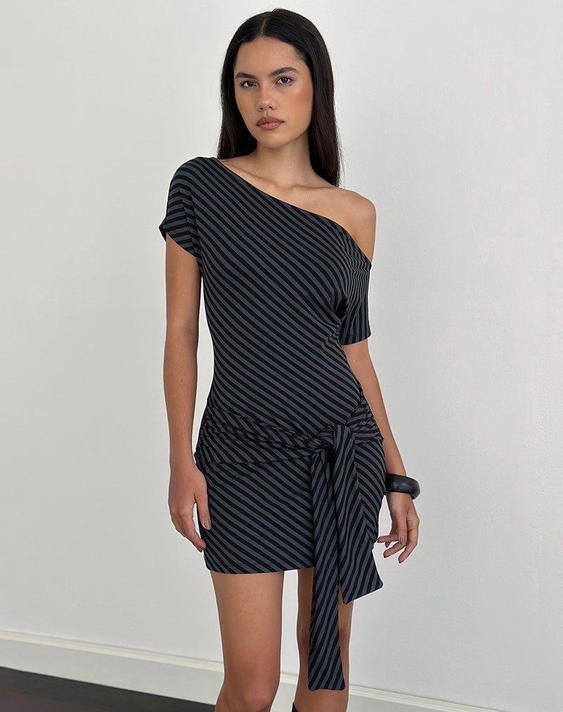 Immagine dell'abito mini Genya con righe oblique Ocean Storm