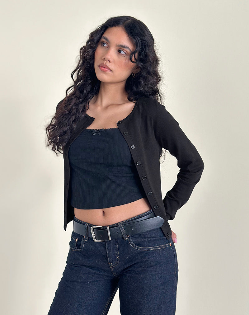 Immagine di Giovanina Cardigan in maglia piatta Nero