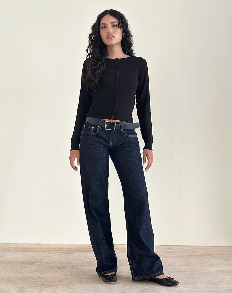 Giovanna Cardigan in maglia piatta nero