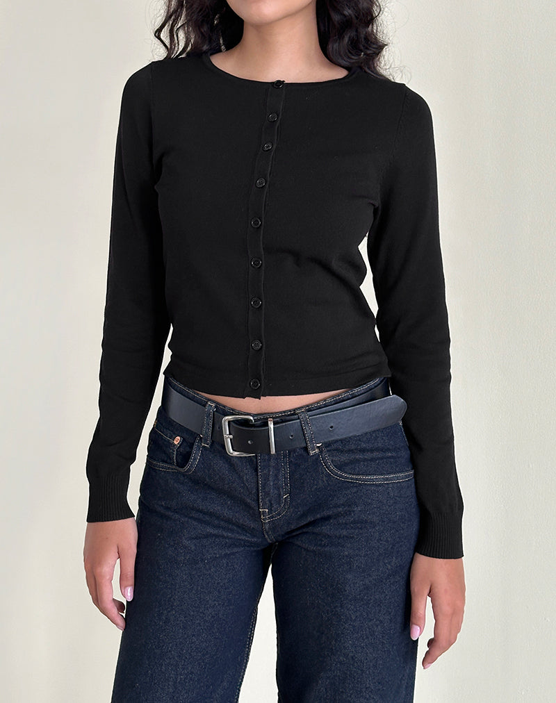 Immagine di Giovanina Cardigan in maglia piatta Nero