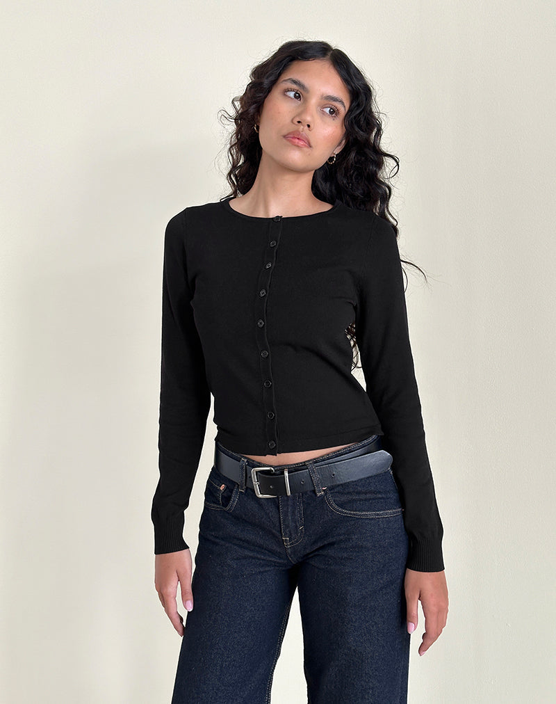 Giovanna Cardigan in maglia piatta nero