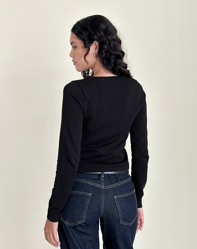 Immagine di Giovanina Cardigan in maglia piatta Nero