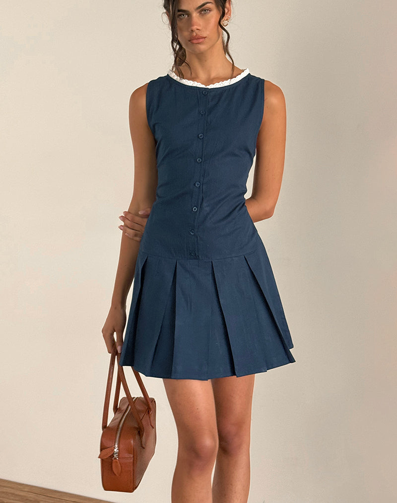 Mini abito con bottoni Gitas in Popeline Navy