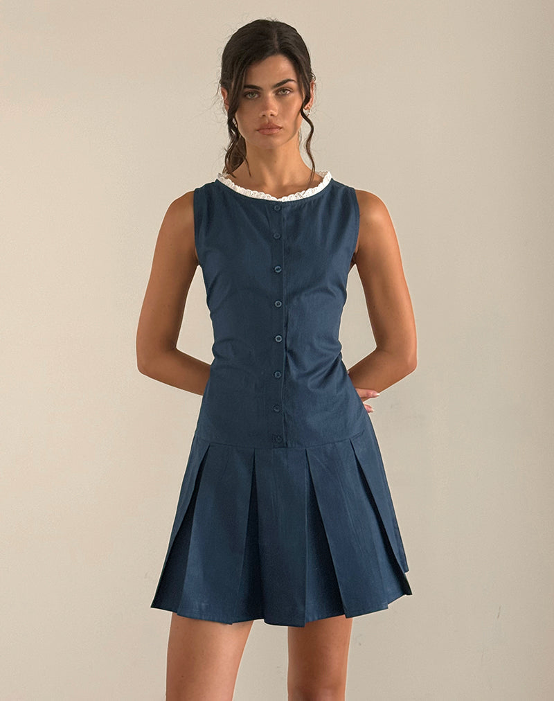 Immagine di Gitas Button Mini Dress in Popeline Navy