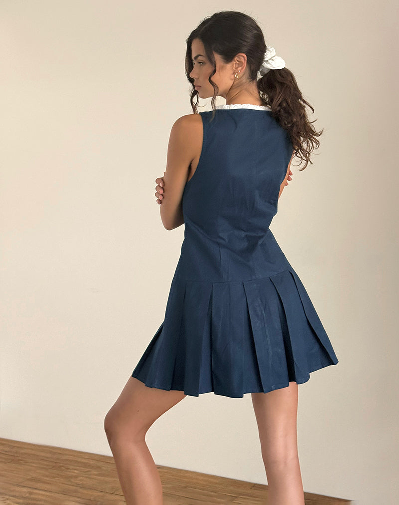 Mini abito con bottoni Gitas in Popeline Navy