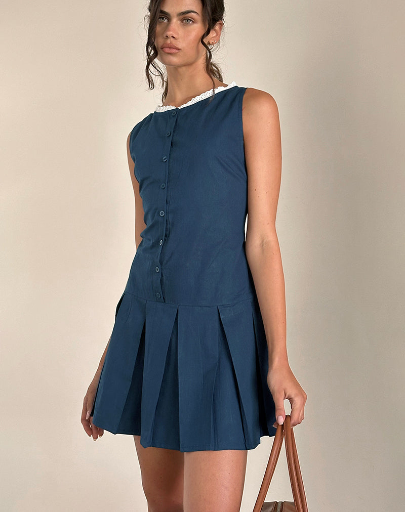 Immagine di Gitas Button Mini Dress in Popeline Navy