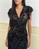 Immagine di Giuliana Wrap Top in Flock Leaf Flower Nero