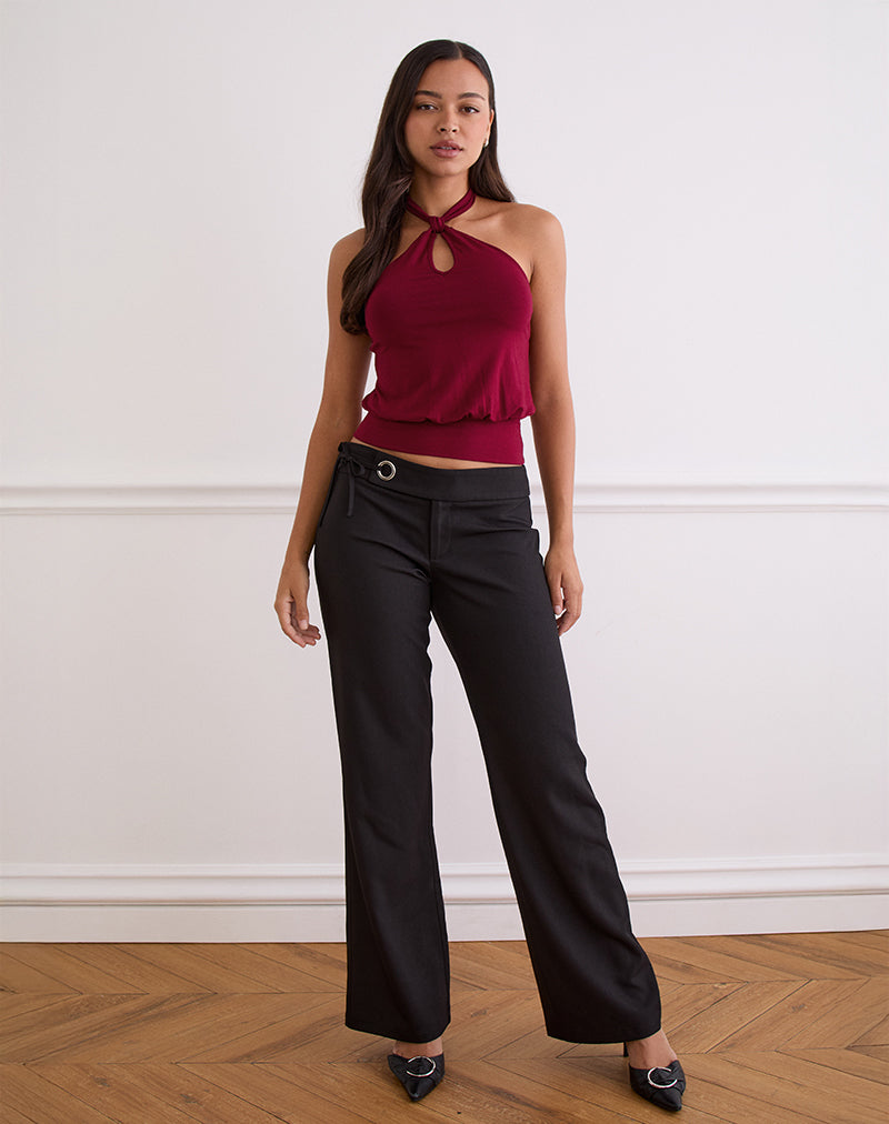 Immagine di Giunea Knot Halter Top in borgogna