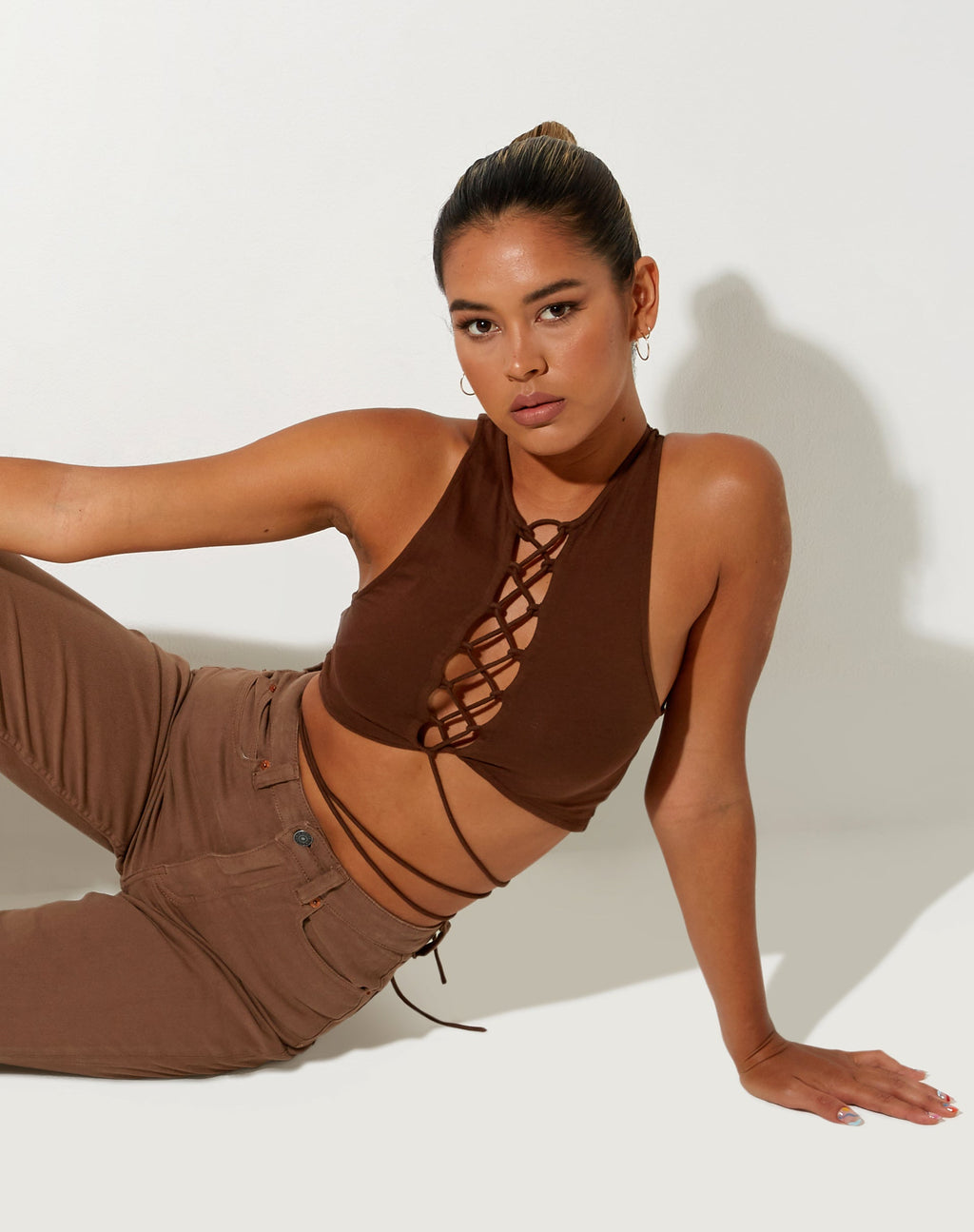 Giwta Crop Top in Lycra Cacao