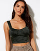Immagine di Gladis Crop Top in raso Dark Khaki