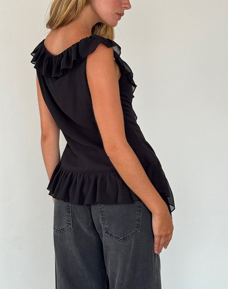 Immagine di Glaiza Ruffle Cami Top in nero
