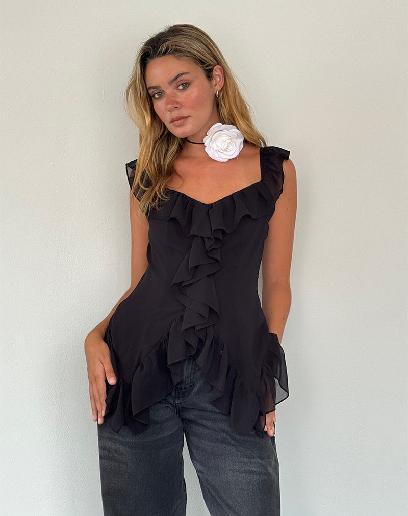 Immagine di Glaiza Ruffle Cami Top in nero