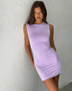 Immagine di Gleny Mini abito Bodycon con scollo a balestra in Lilla lucido