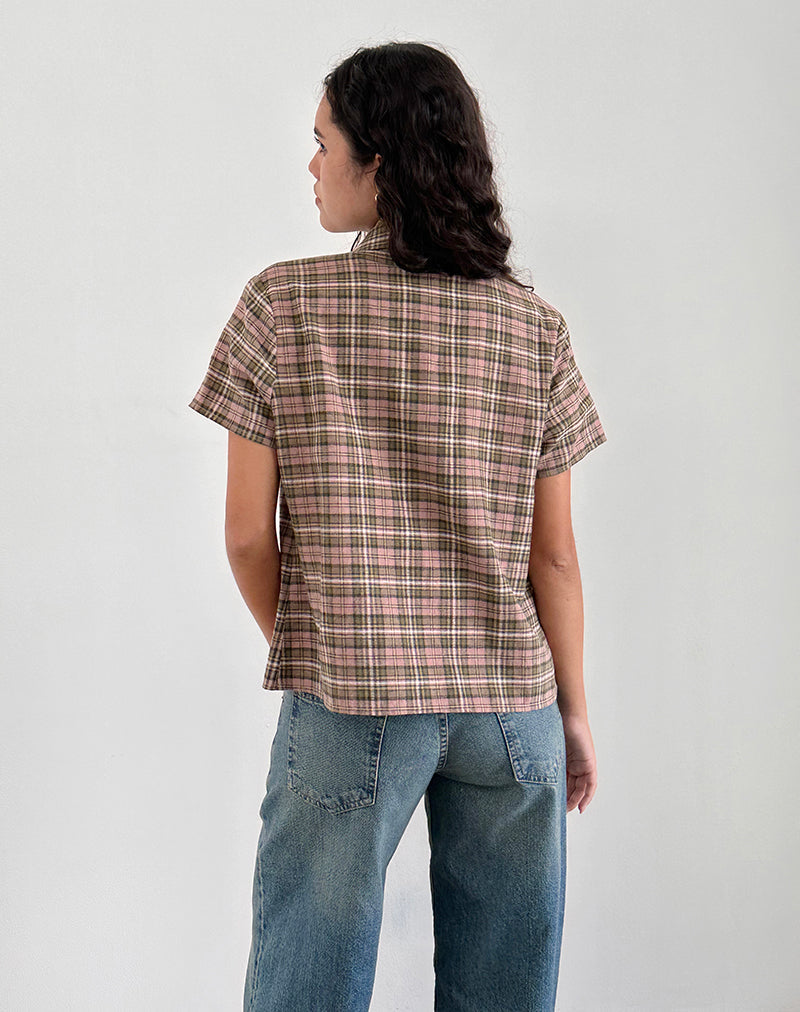 Immagine di Gosanri Camicia a maniche corte a quadri rosa e verde