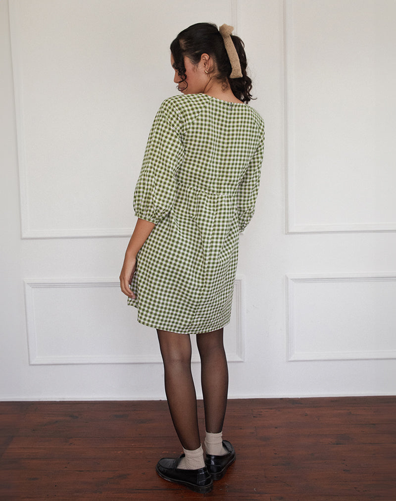 Immagine di Grace Mini Dress in Gingham Olive
