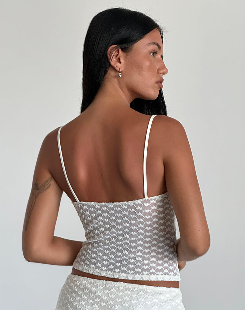 Immagine di Grafika Cami Top in pizzo cuore avorio