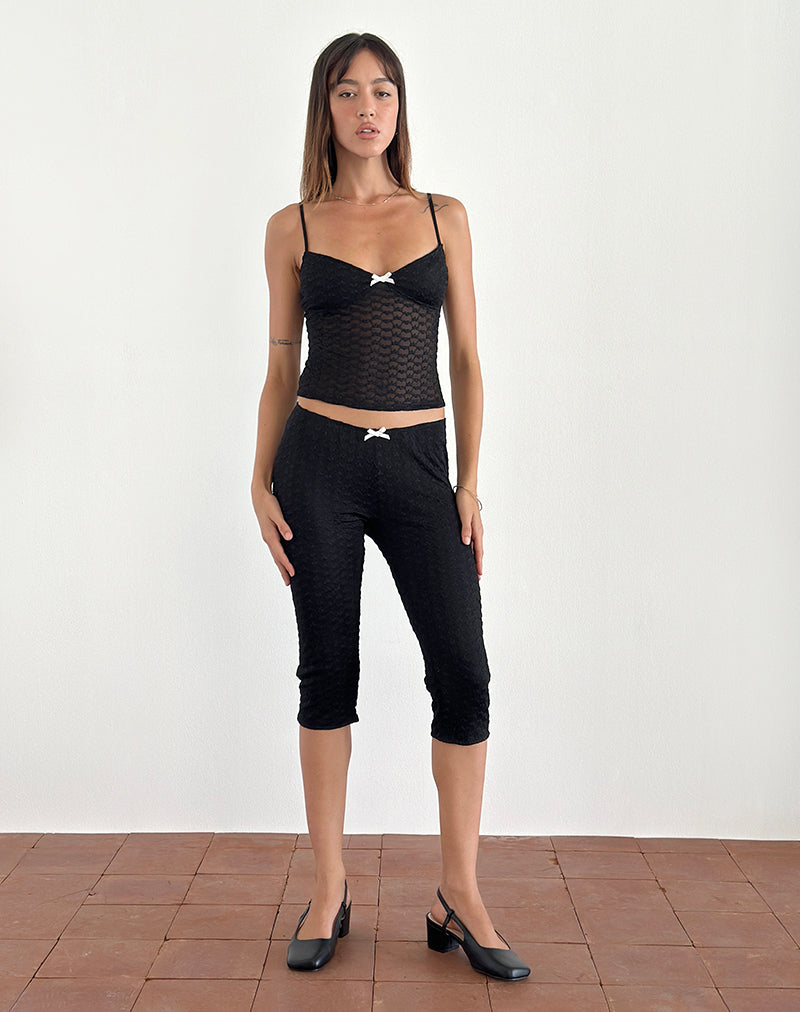 Pantaloni Capri Asih in pizzo nero a cuore