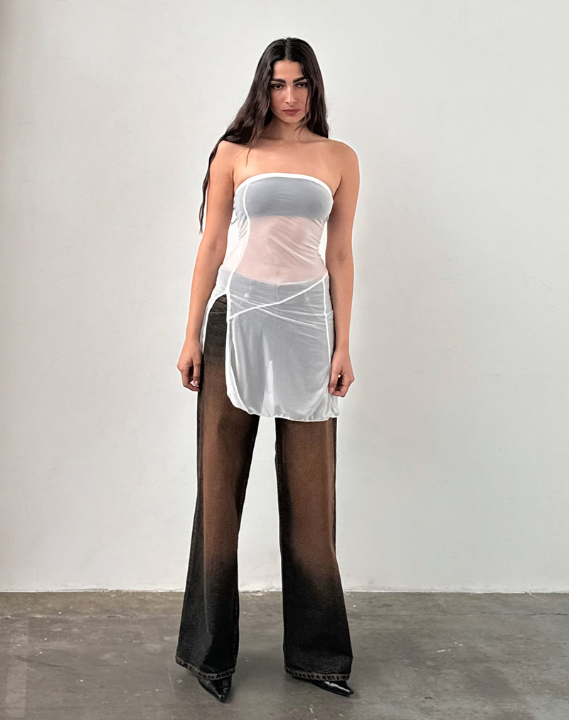 Mini abito a fascia Gretchen in crema trasparente