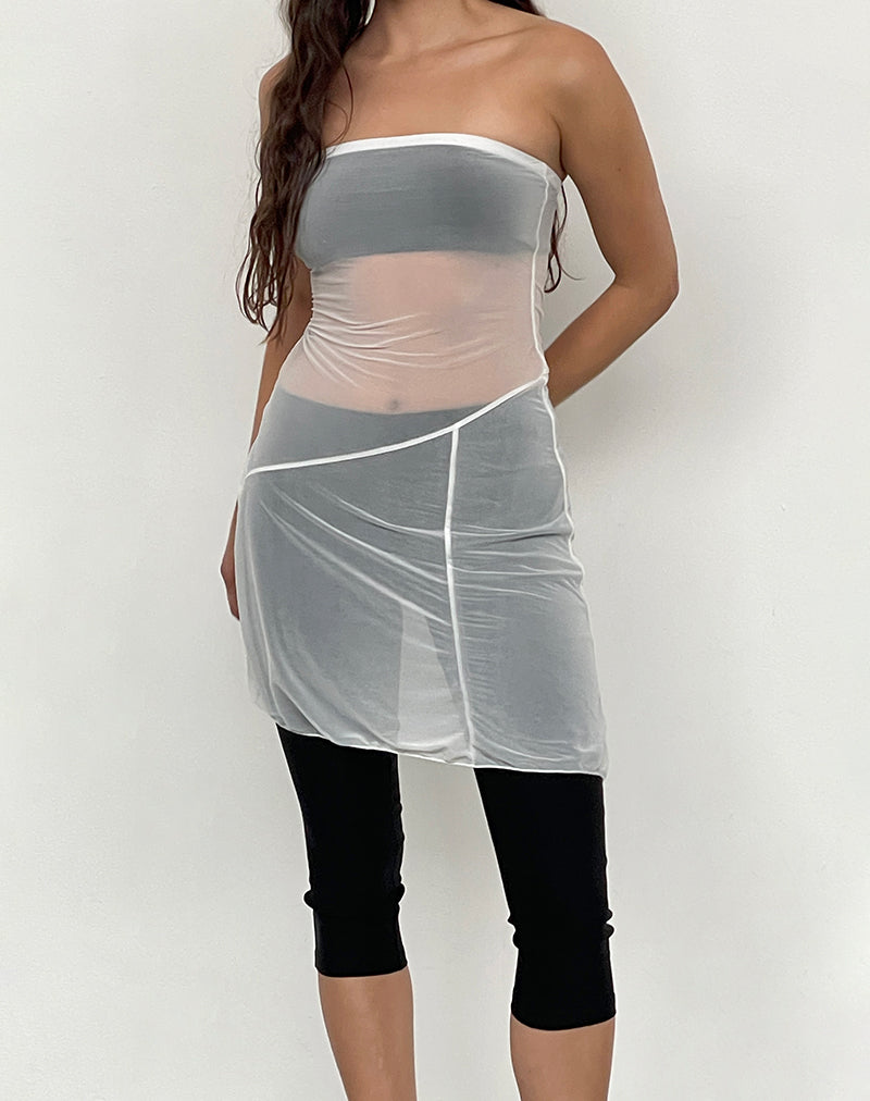 Immagine di Gretchen Mini Abito a fascia in crema trasparente