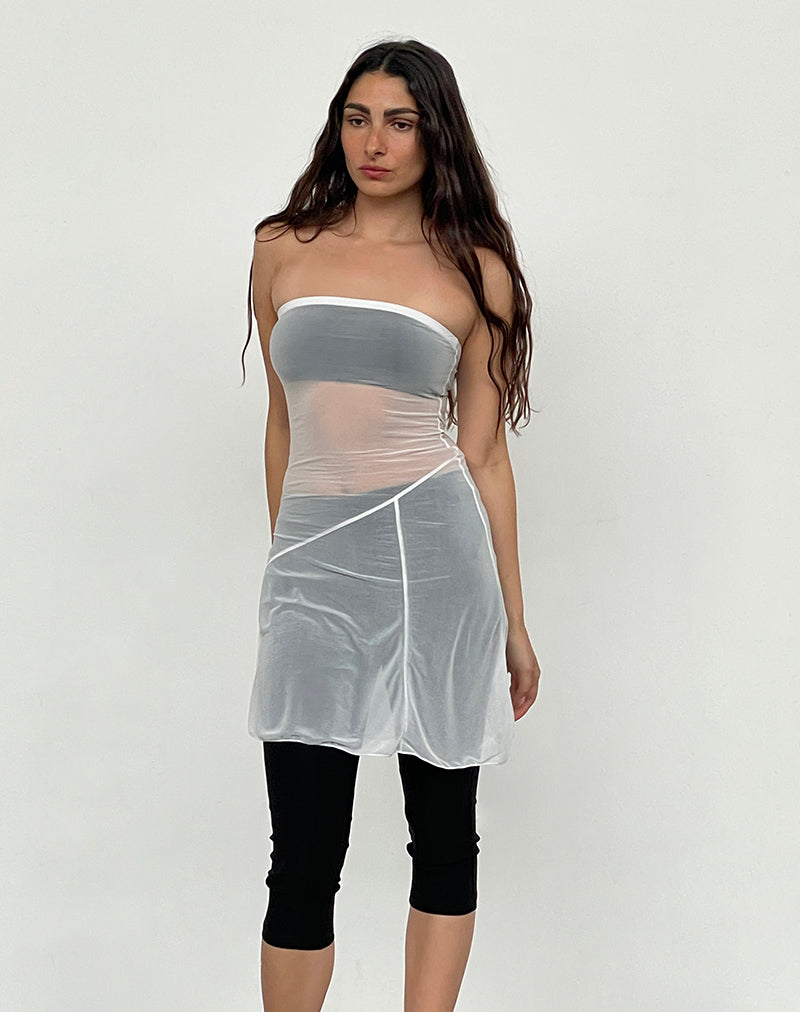Immagine di Gretchen Mini Abito a fascia in crema trasparente