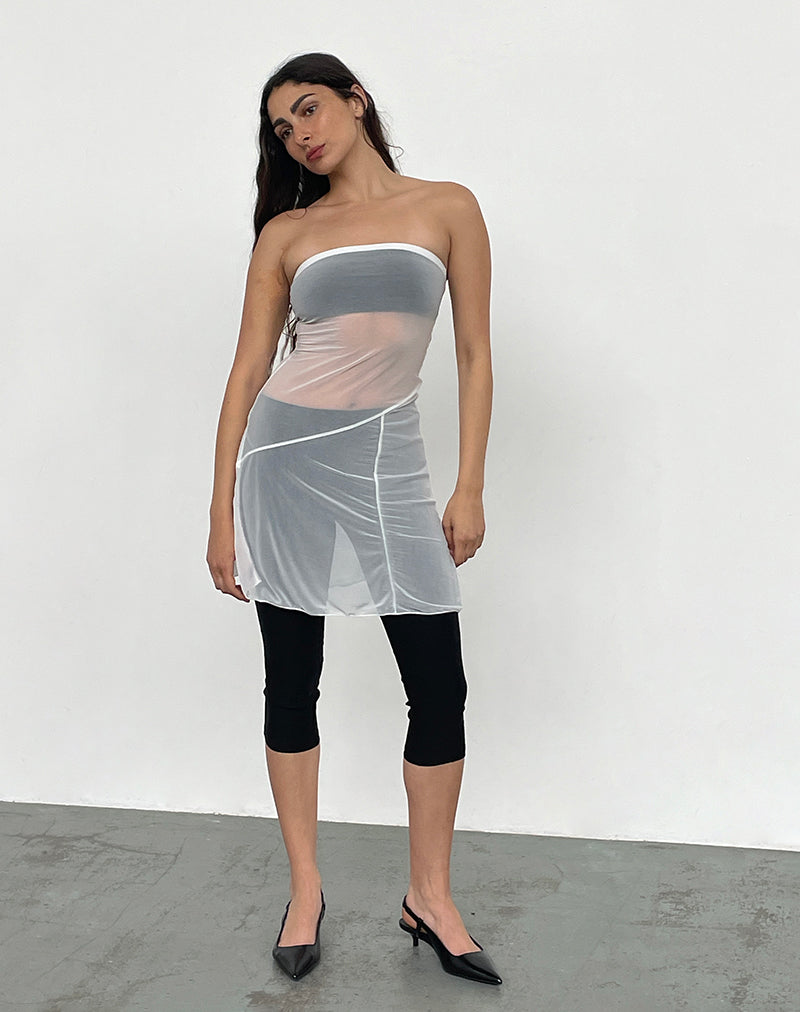 Immagine di Gretchen Mini Abito a fascia in crema trasparente
