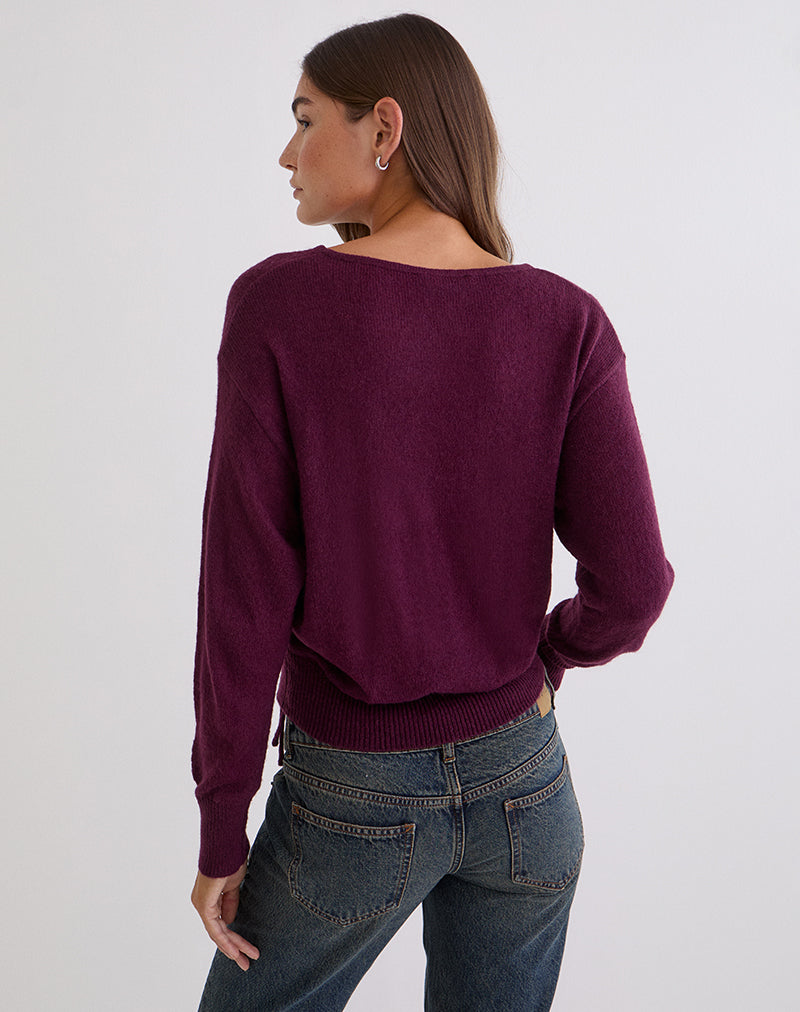 Image of Grisha Long Sleeve Knit Top in Plum