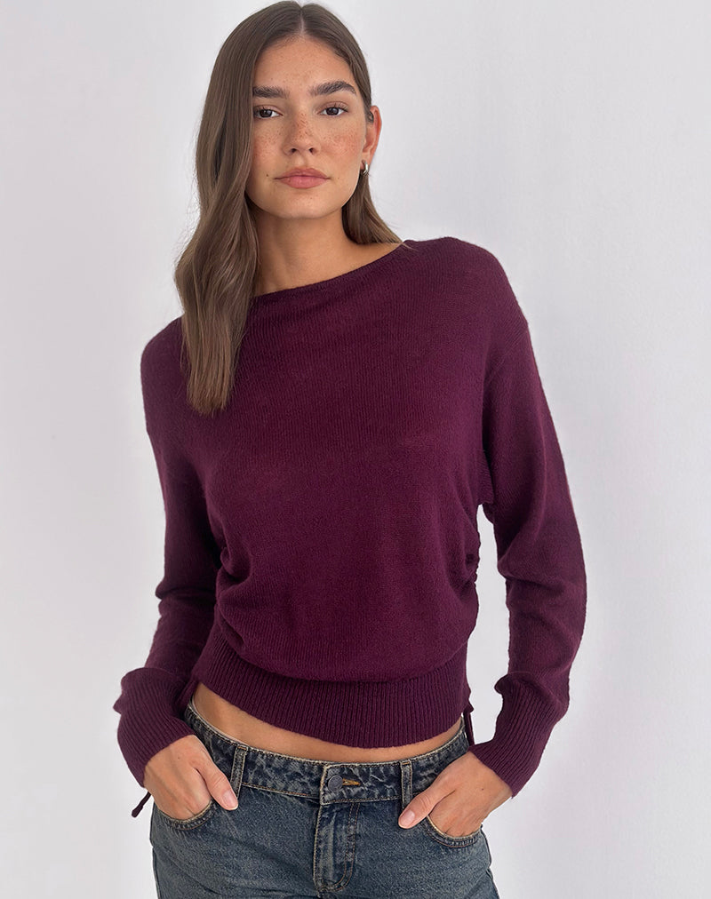 Image of Grisha Long Sleeve Knit Top in Plum