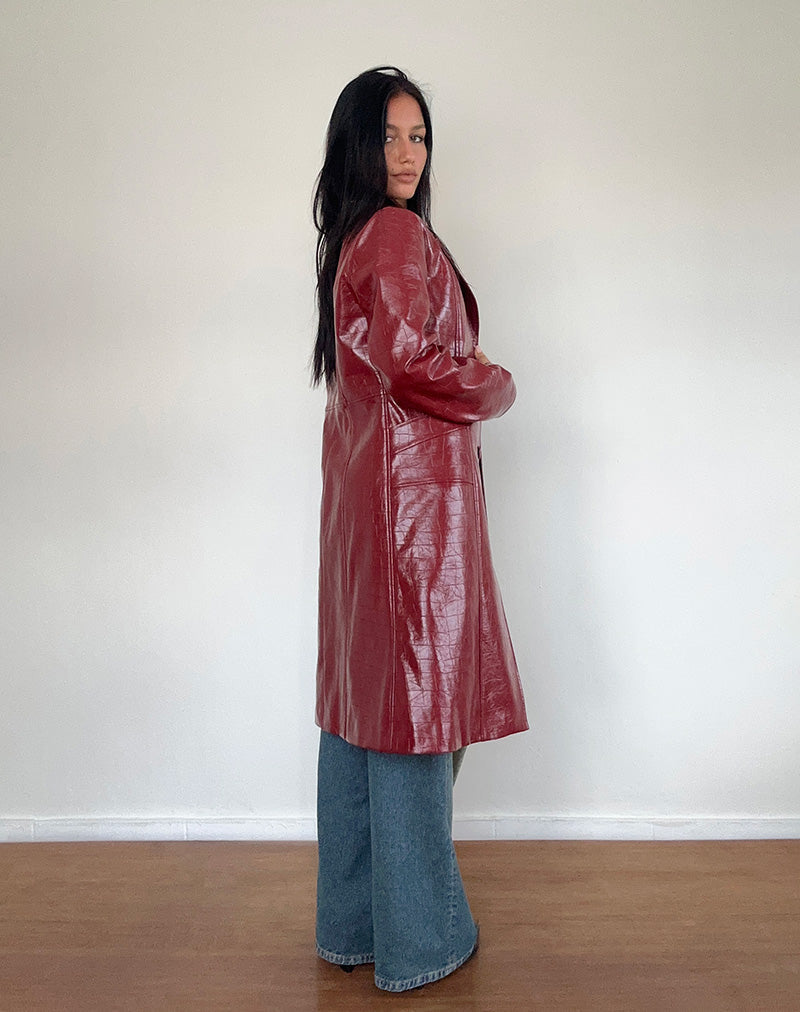 Immagine del cappotto Abigail in PU Croc opaco Borgogna