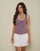 Immagine di Gronita Blusa in Mini Gingham Vino con Pizzo Bianco