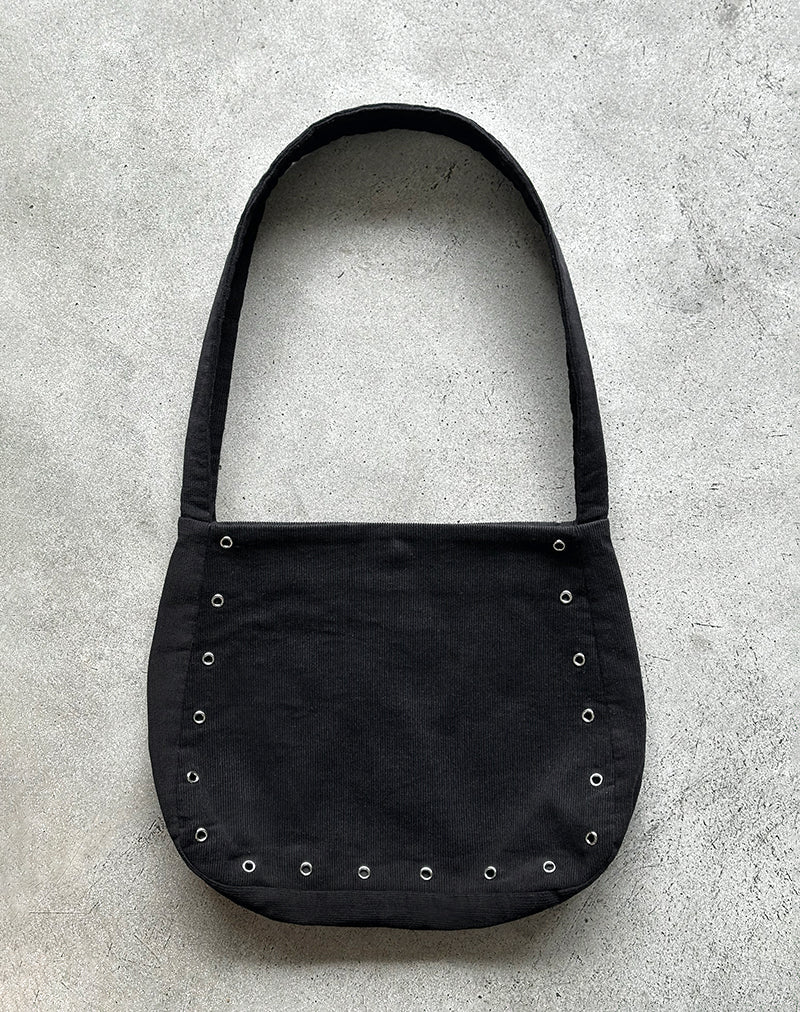 Borsa Gundar con occhielli in Babycord nero
