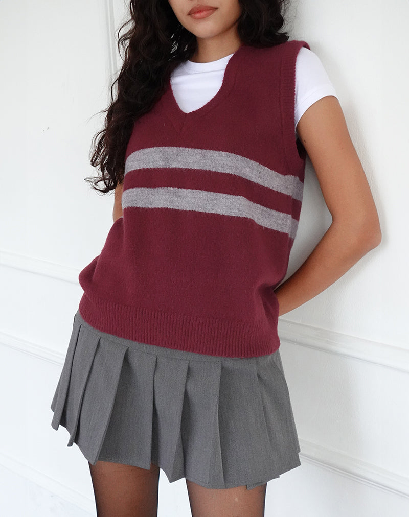 Immagine di Guria Gilet in rosso marroncino con striscia grigia