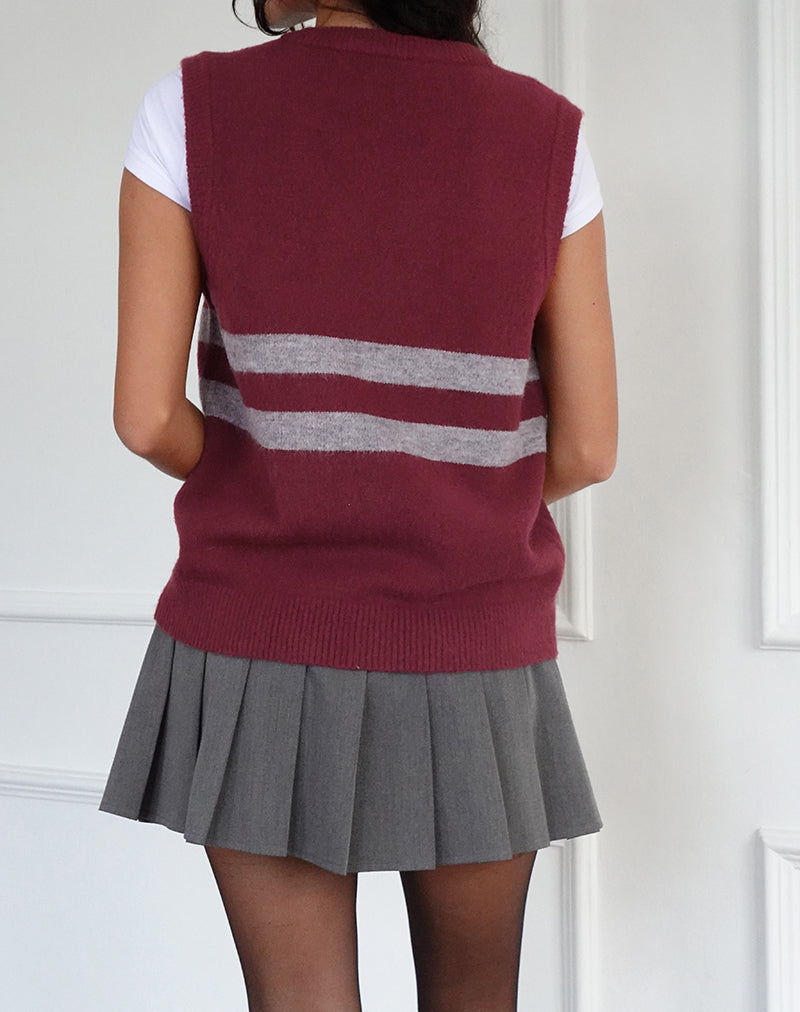 Immagine di Guria Gilet in rosso marroncino con striscia grigia
