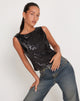 immagine di Hala Crop Vest Top in paillettes nere