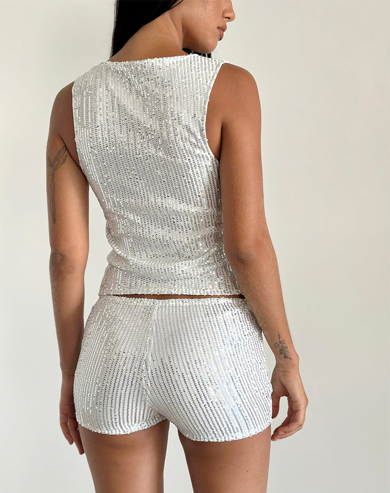 Immagine di Erna Shorts in argento cromato di paillettes