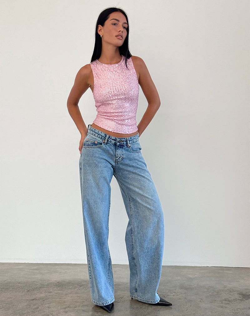 Immagine di Hala Gilet Top in Rosa Mini Sequin