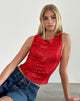 Immagine di Hala Gilet Top in drappeggio rosso Mini Sequin