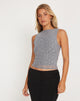 immagine di Hala Gilet Top in Mesh Glitter Dot Frost Gray