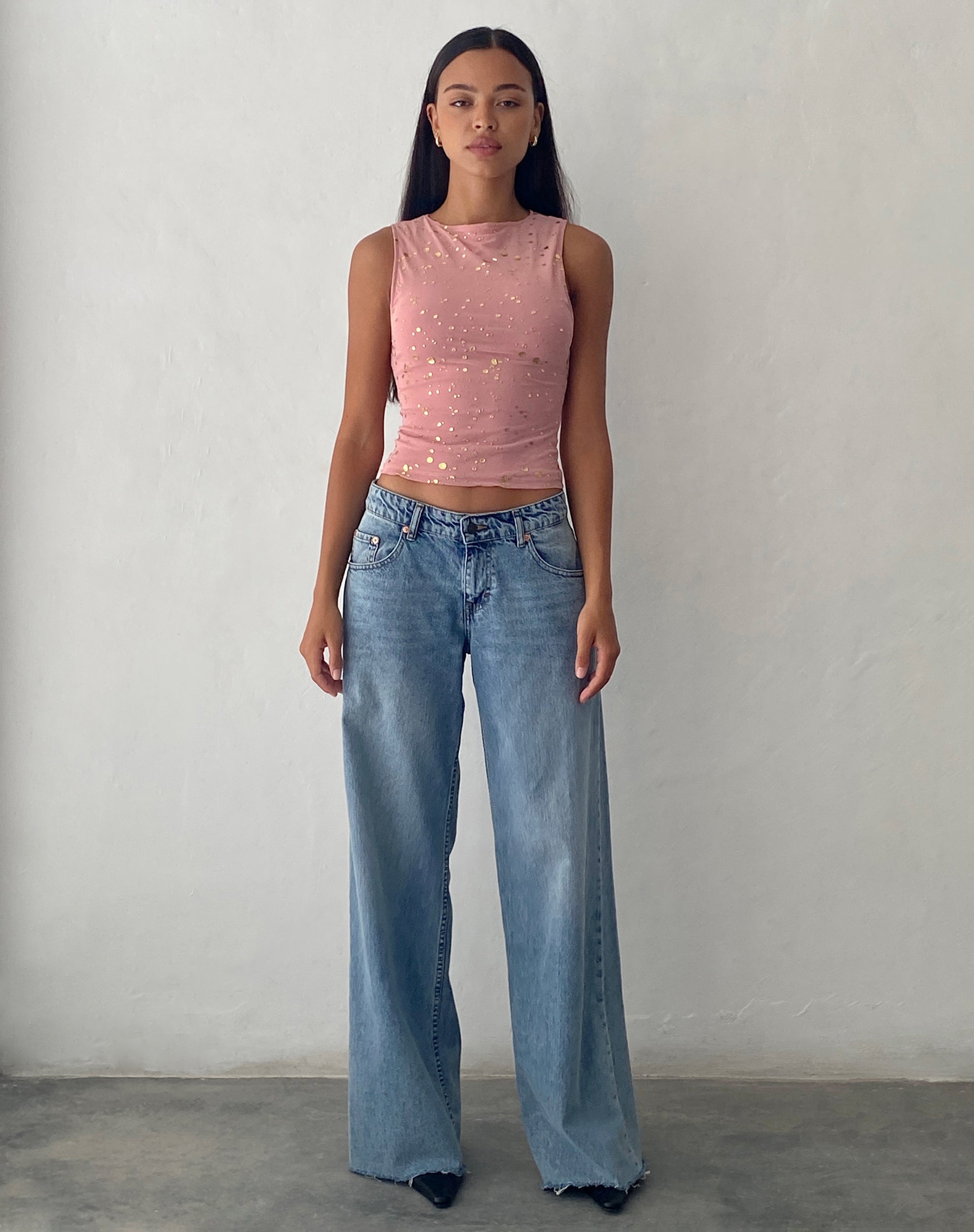 Immagine di Hala Gilet Top in rosa con lamina d'oro rosa