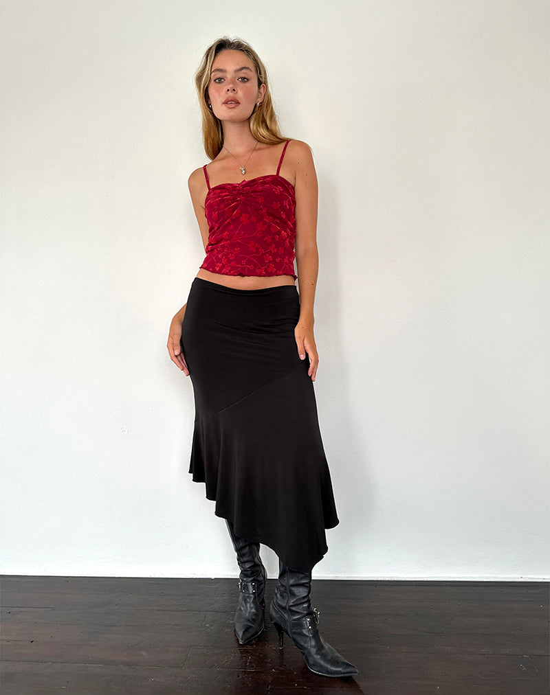 Immagine di Hali Cami Top in Grunge Floral Flock Rosso