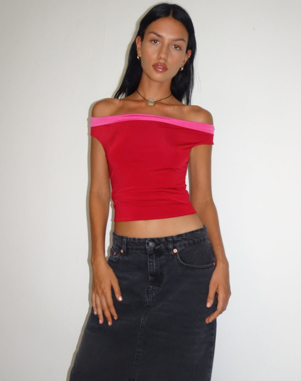 Top Halle Bardot in rosso rosa