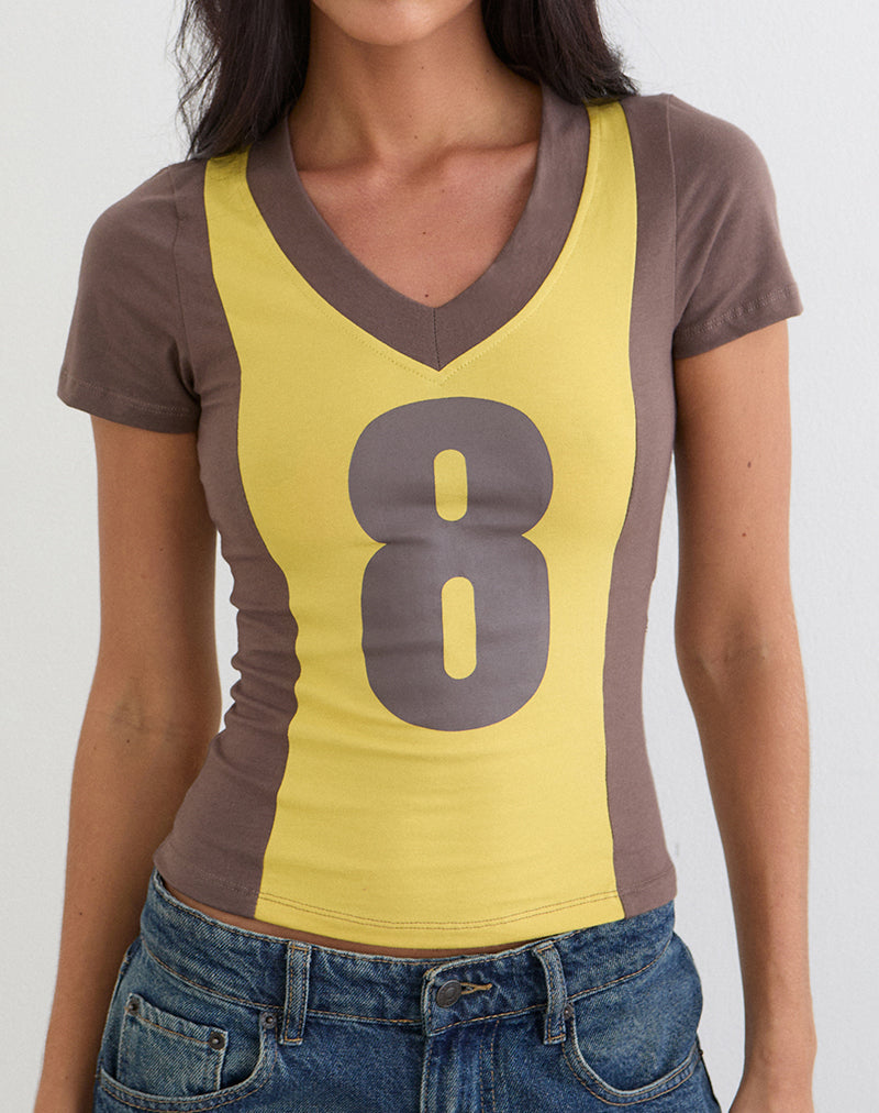 Top con scollo a V Haloda in combinazione Sunflower Coffee Quartz