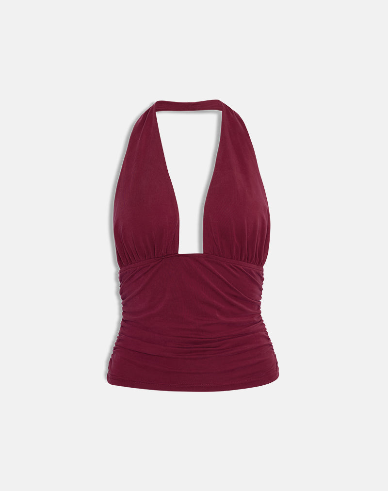 Immagine di Cosimo Top con collo alto in cupro rosso scuro