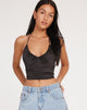 immagine di Haltri Crop Top in satin nero