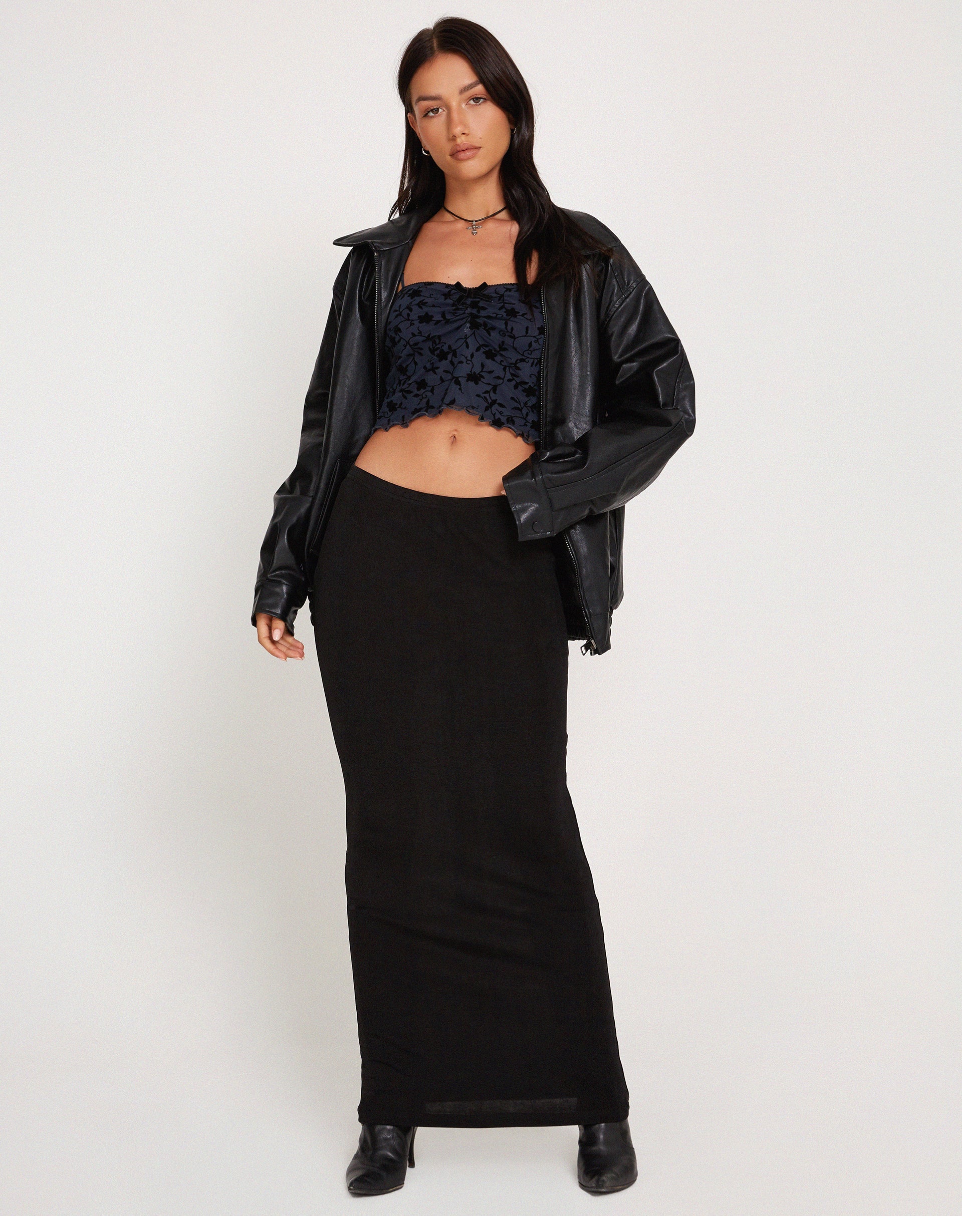 Immagine di Halusi Crop Top in Pretty Petal Flock Nero