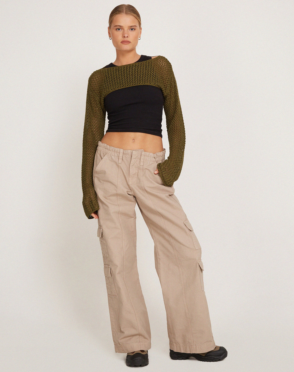 Hanita Bolero Top in verde oliva
