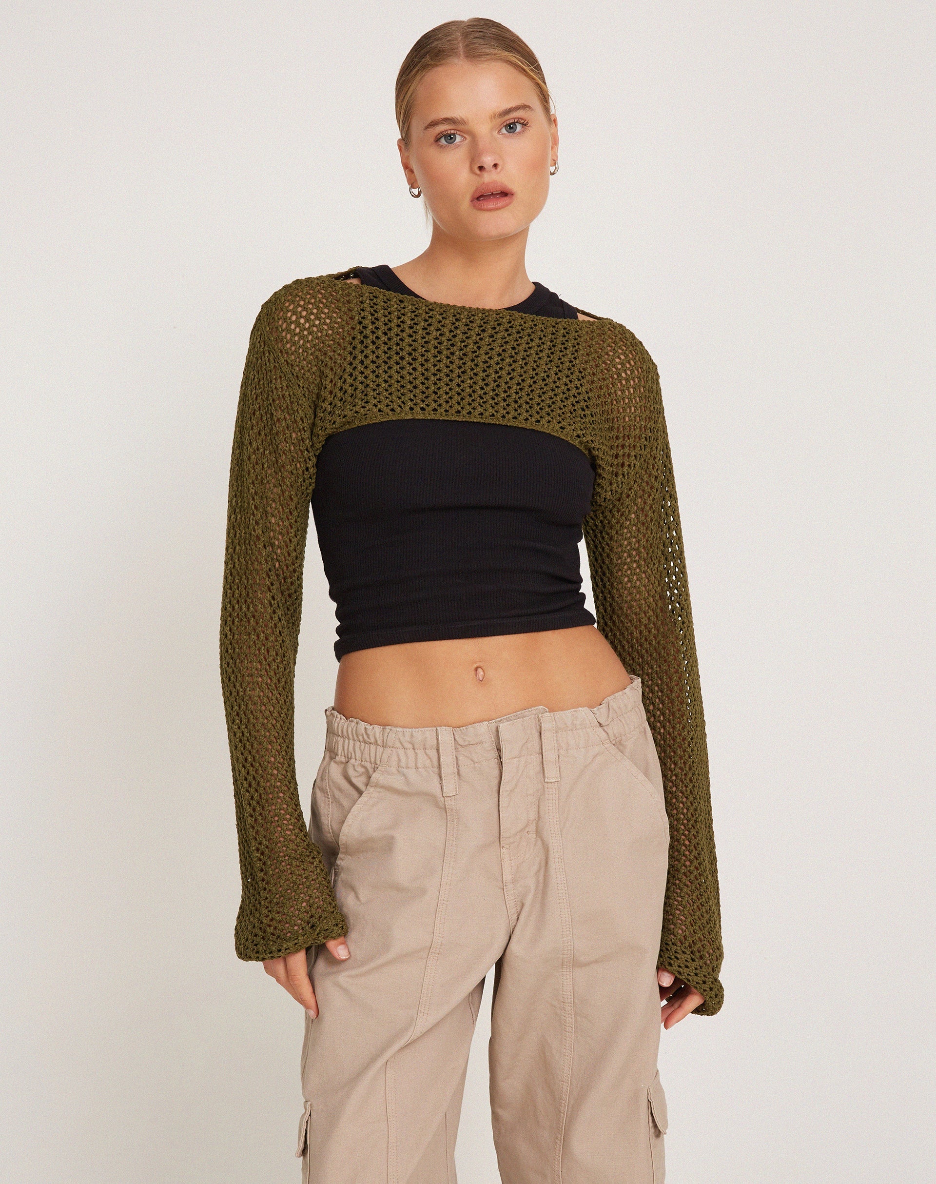 Immagine di Hanita Bolero Top in verde oliva