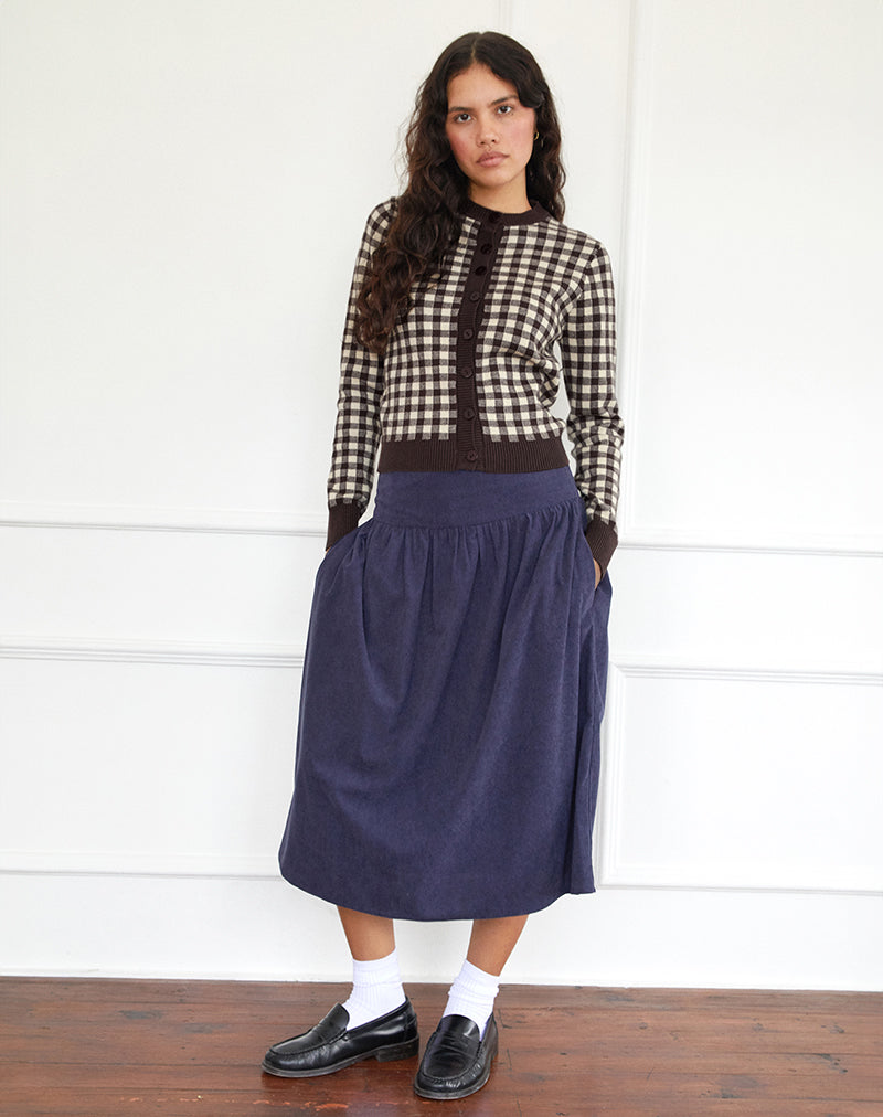 Immagine di Kiranila Midi Skirt in Baby Cord Ink Blue