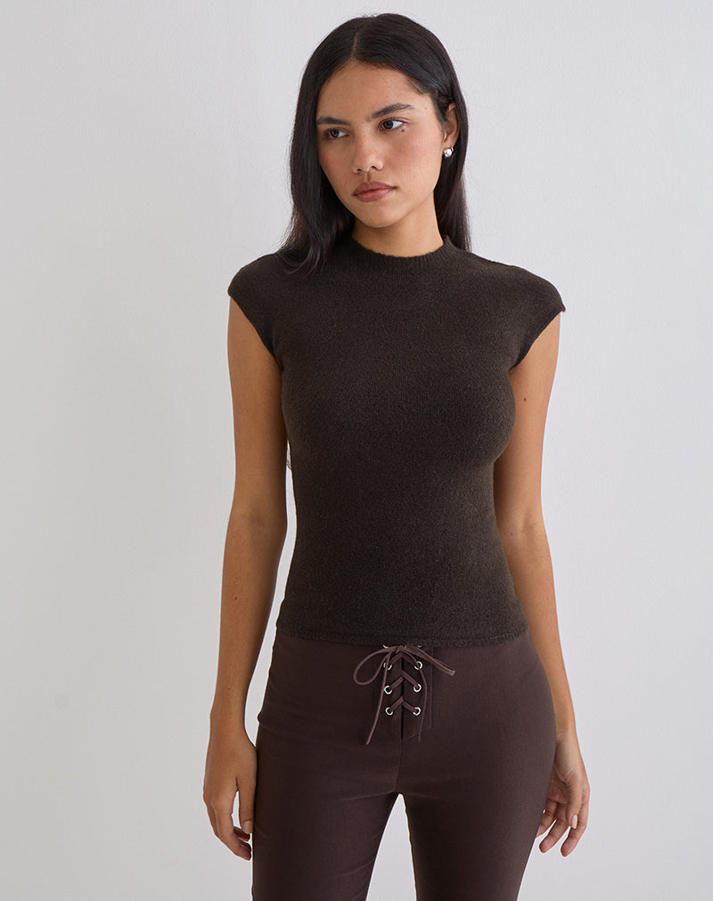 Image of Hanuva Top in Knit Chocolate Brown